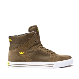 Supra Mens VAIDER Olive/Golden/white High Top Shoes | CA-75273